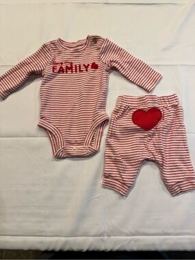 Carter’s 2 pc Red & White Striped Love My Family set